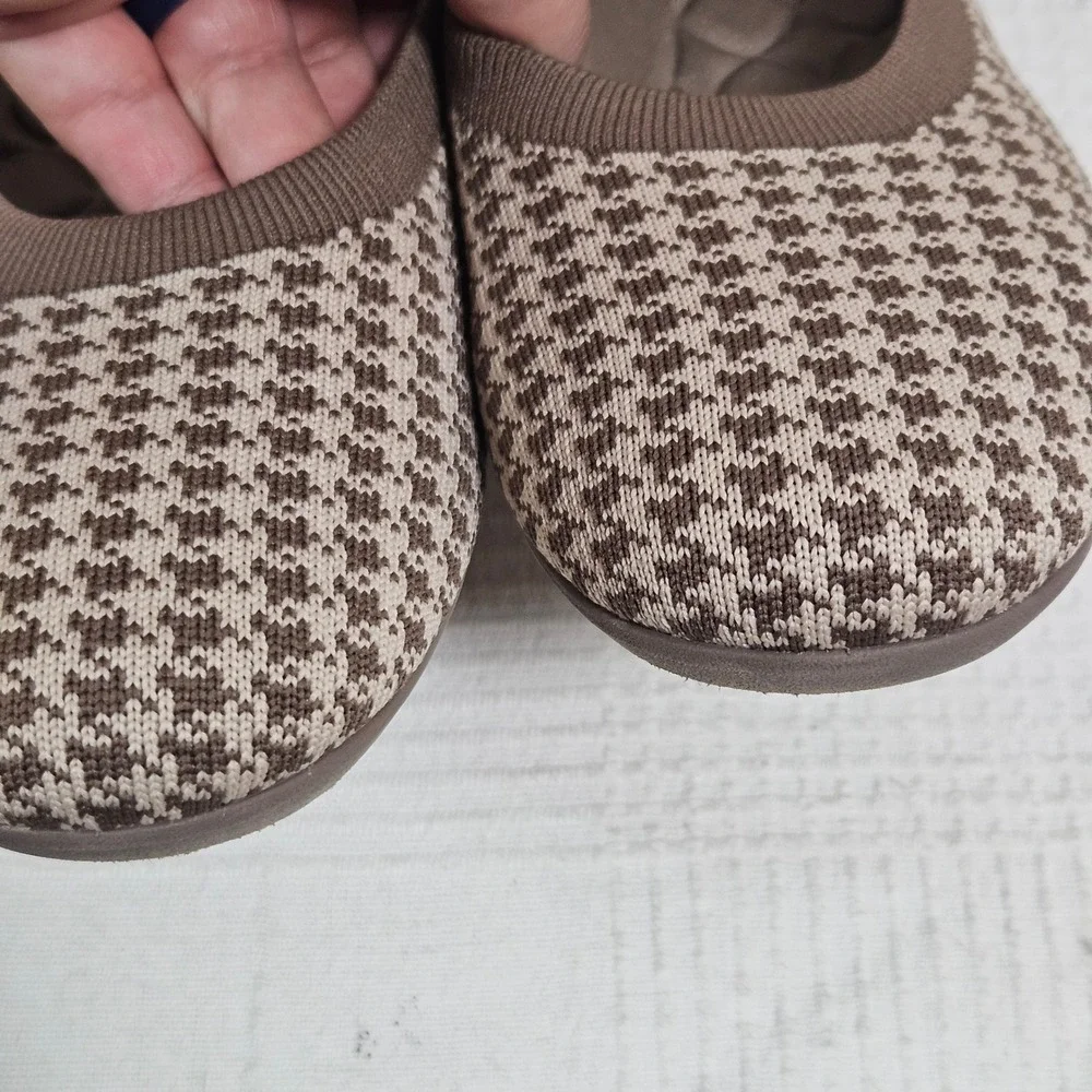 Vivaia‎ Clair Walker Houndstooth Flats Sz 42 10.5 Espresso Tan Ivory Shoes